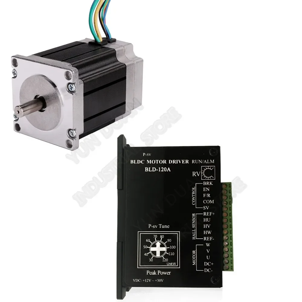 

125W DC24V 57mm Brushless Motor Driver Kits 0.4Nm Nema23 57 3000rpm Hall 3PH 8mm Shaft BLDC for Medical Equipment