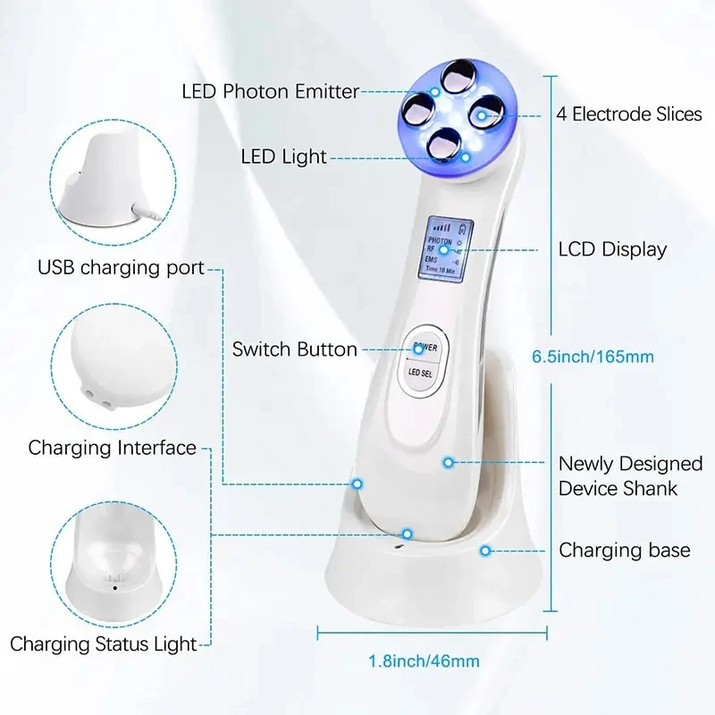 EMS الوجه الميزوثيرابي Electroporation LED الفوتون العناية بالبشرة جهاز الجمال شد الوجه تشديد آلة إزالة التجاعيد مدلك