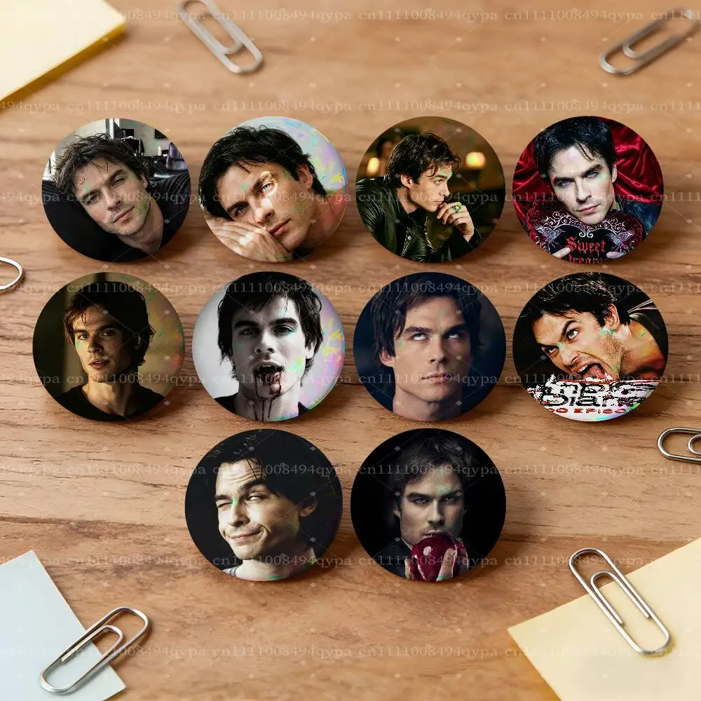 V-Vampire Diaries Ian Somerhalder   Button Pin Single Pack Anime Merch for Ita Bags Badge Collectible Buttons