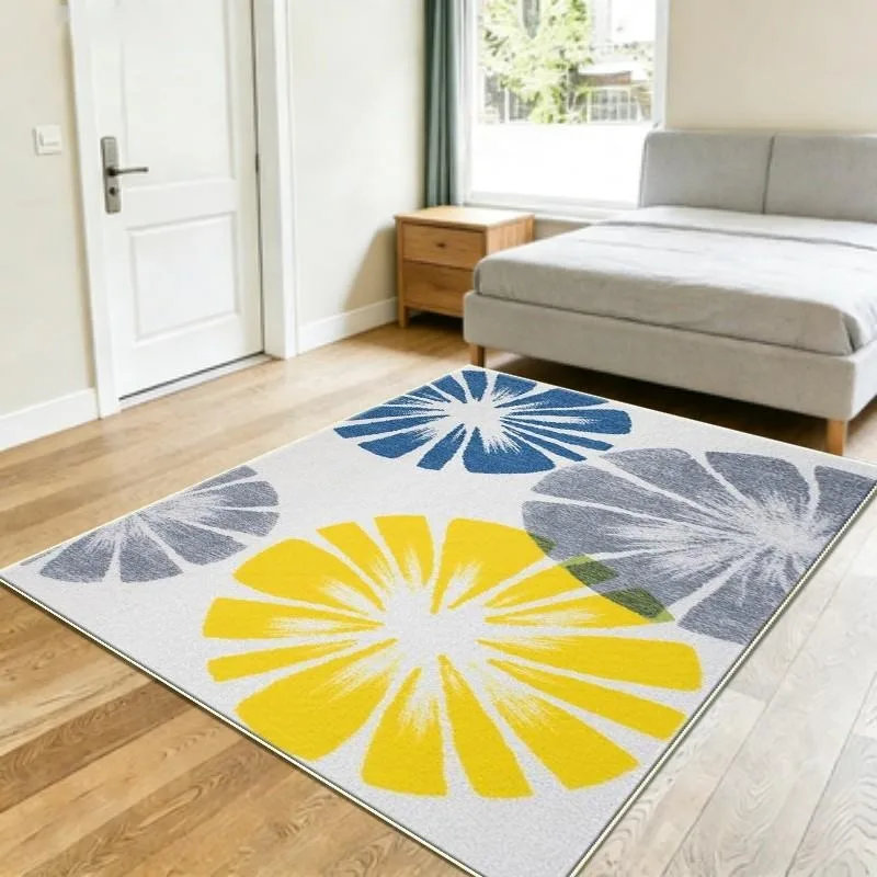 Colorful Lemon Slice Area Rug Abstract Citrus Fruit Print Floor Carpet for Living Room Bedroom Dorm Apartment Present Ornament