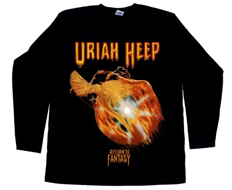 uriah heep return to fantasy'75 short long sleeve black t-shirt 345XL image 2