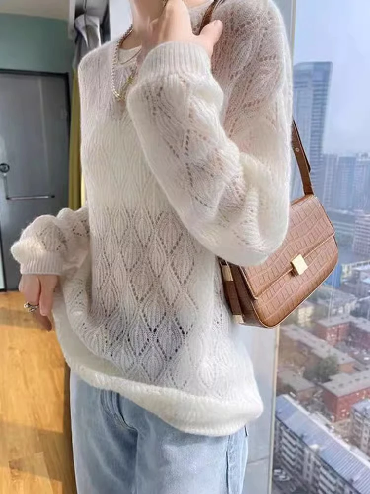 Длинный свек на шнуровке, круглый цвет Ne, повседневный вязаный свитер с эффектом похудения, топ ранней осени для женщин