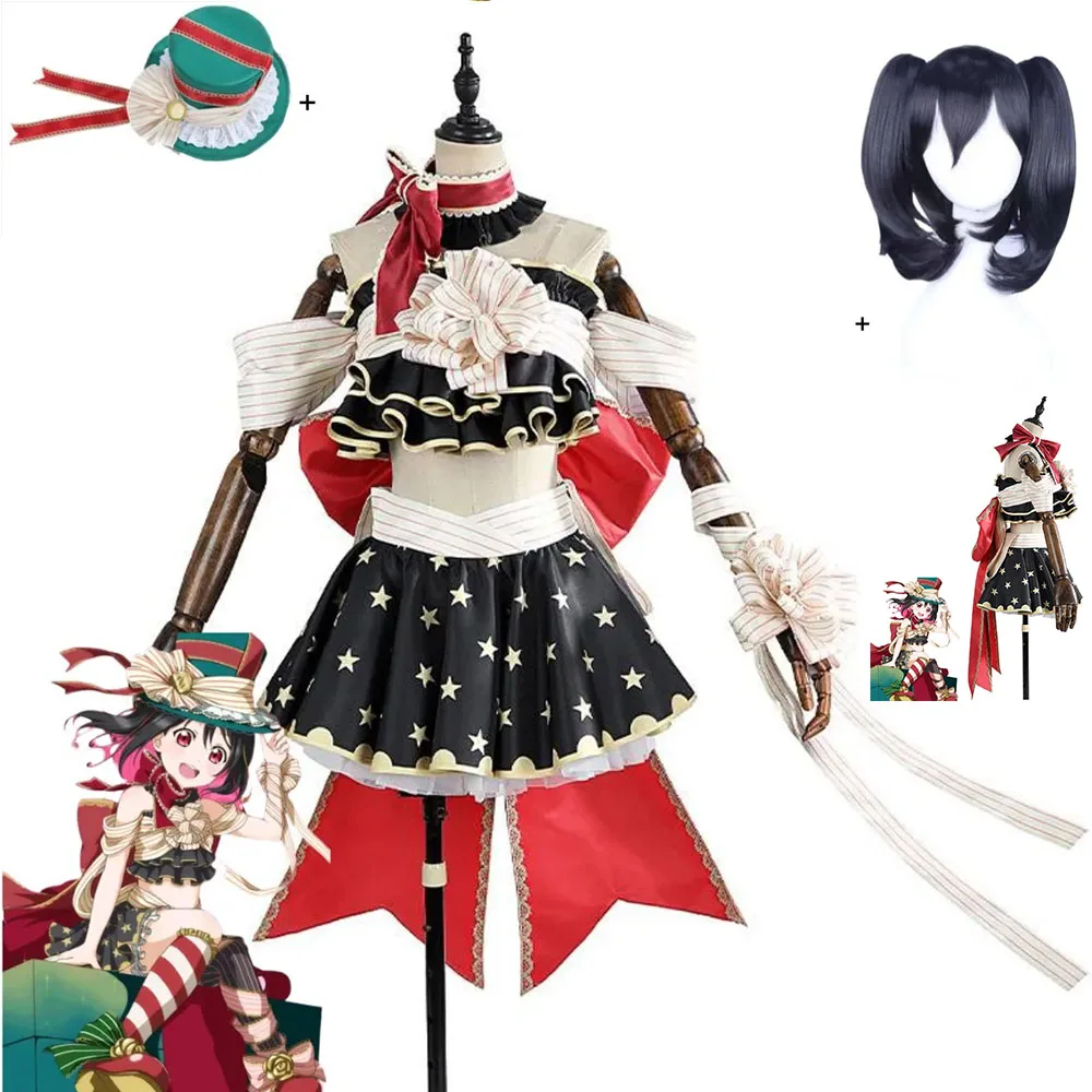 Anime ¡Ama vive! Disfraz de Cosplay de Nico Yazawa, proyecto de ídolo escolar, falda Sexy y bonita de Halloween, uniforme, peluca, conjunto de Navidad para mujer