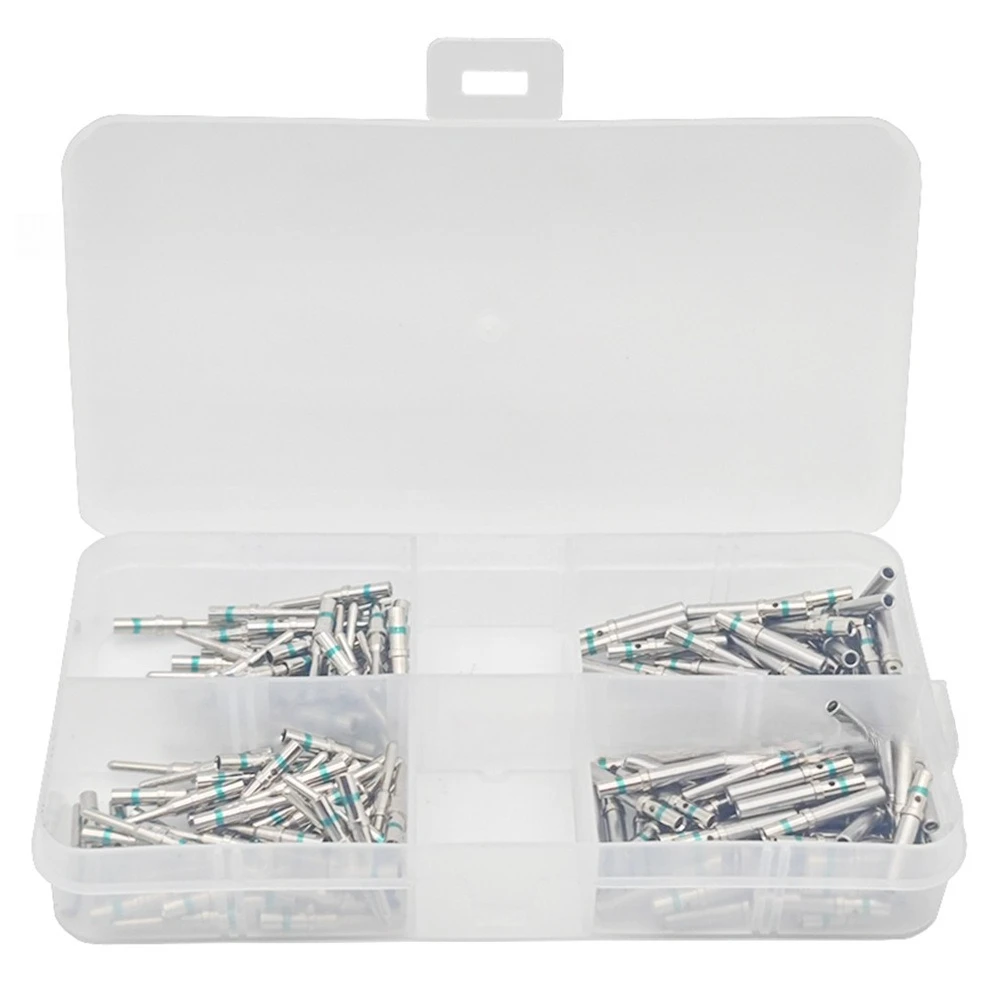 200Pcs Deutsch DT Style Connector Terminal Set, Male & Female Solid Pin Socket Crimp Terminals for Auto Wiring