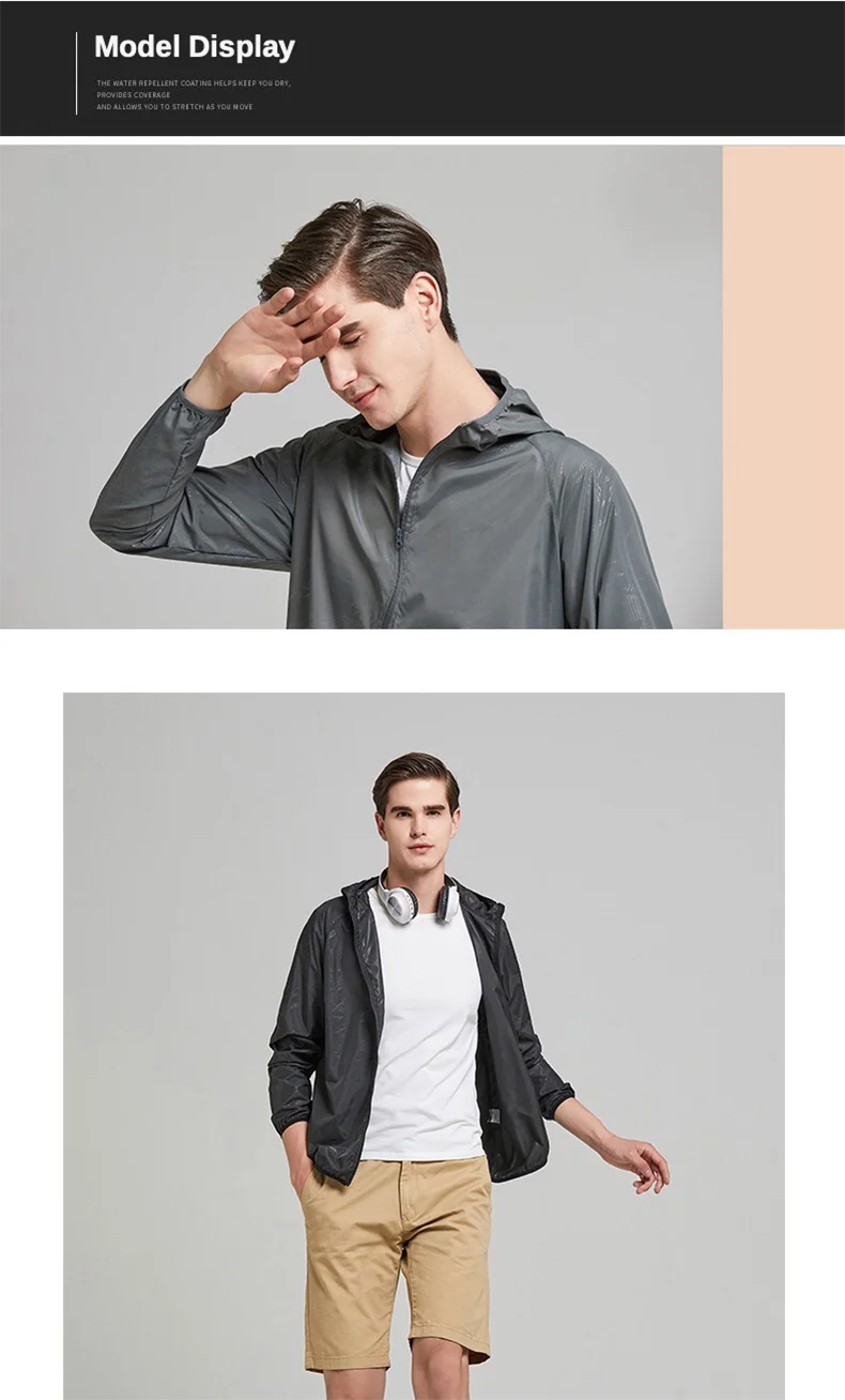 Jnln Camping Regen jacke Männer Frauen wasserdichte Sonnenschutz kleidung Angeln Jagd kleidung schnell trocknende Wind jacke mit Tasche – Detail 12