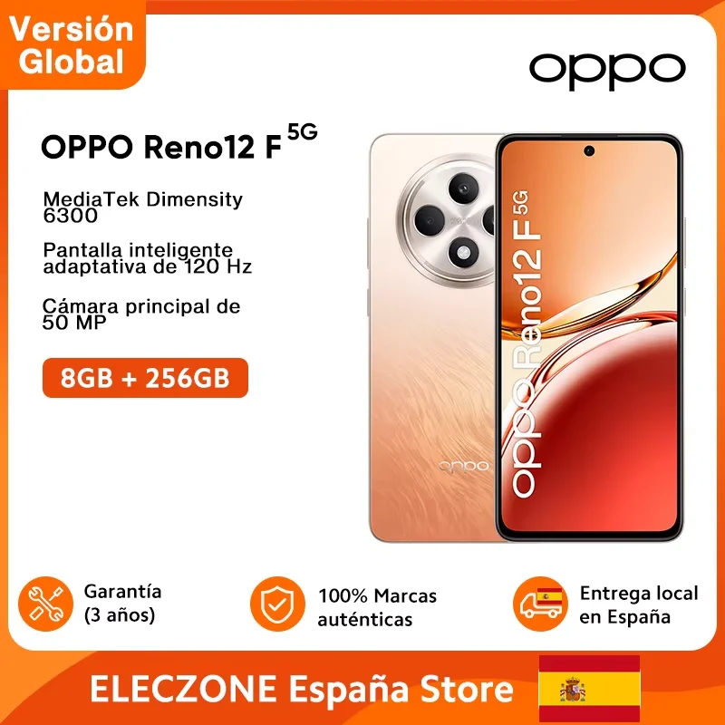 글로벌 버전 OPPO Reno12 F 5G 스마트폰, MTK Dimensity 6300, 6.67 인치 120Hz 화면, 50MP 후면 카메라, 5000mAh 배터리, Reno 12F