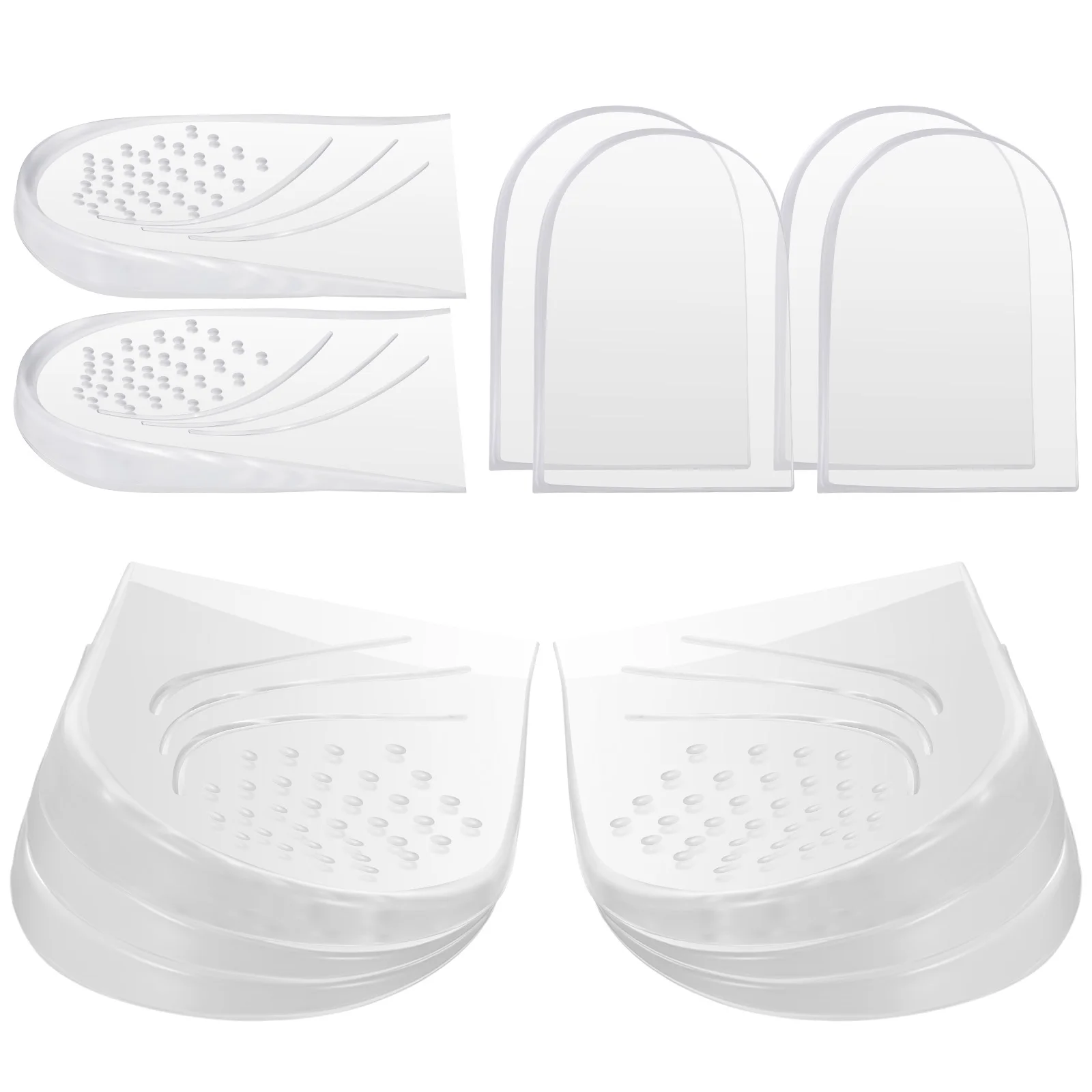 

6 Pairs Transparent Half Pads Height Increase Adjustable Heel Wedge Insoles Reusable Shoe Inserts Strong Adhesive Backing Men