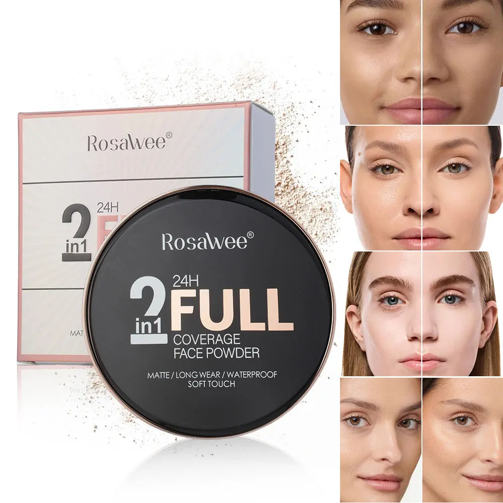 Double‑layer Matte Face Powder Palette Sweat‑proof Setting Powder Delicate Texture Natural Concealer Facial Makeup Cosmetics