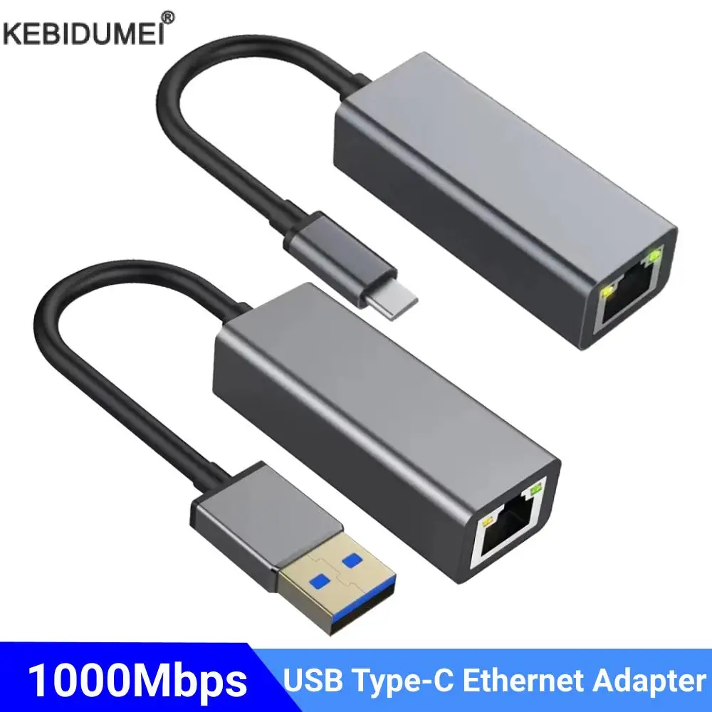 KEBIDUMEI USB Type C Ethernet Adapter Network Card USB Type-C To RJ45 100/1000Mbps Lan Internet Cable For MacBook Laptop PC