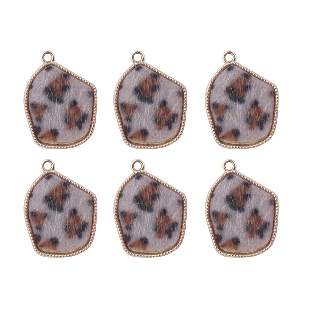 

10 Pcs Pendant Charm Jewelry Making Accessories DIY Locket Leopard Print Alloy Creative Shape Necklace Bracelet Earring Keychain
