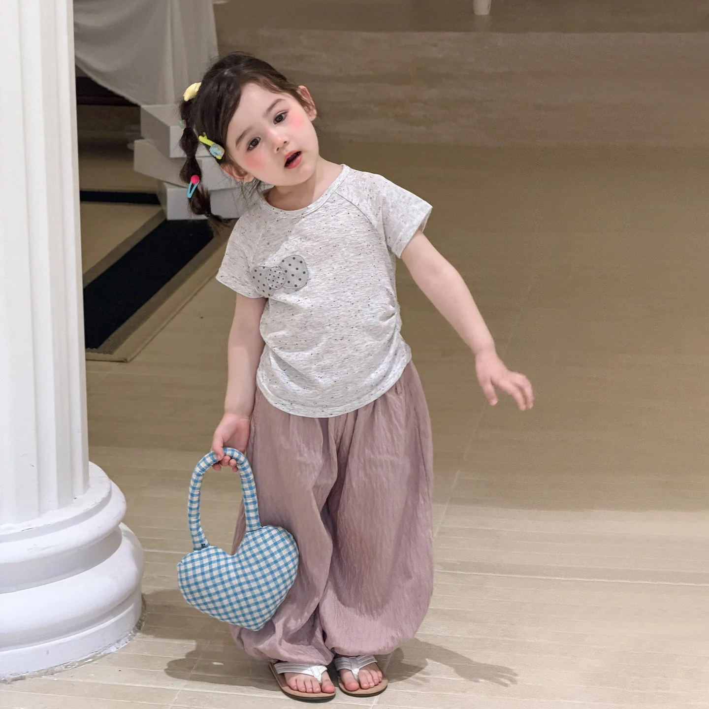 

2026 Summer Girls Set Short Sleeve Cute Summer Thin 2026 Kids Clothing Baby T Shirt Mosquito Pants
