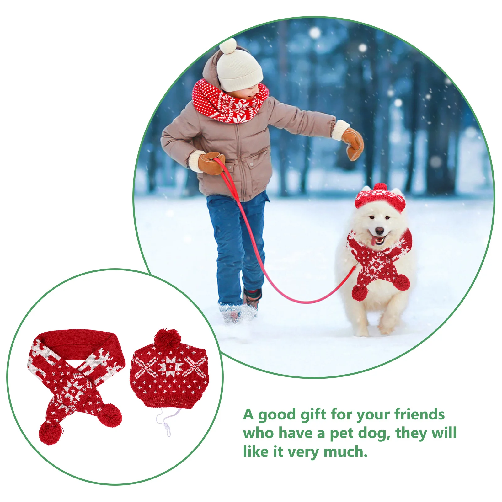 

1Set Creative Pet Hat and Scarf Set Christmas Costume Durable Material Comfortable Wear Attractive Pet Supplies