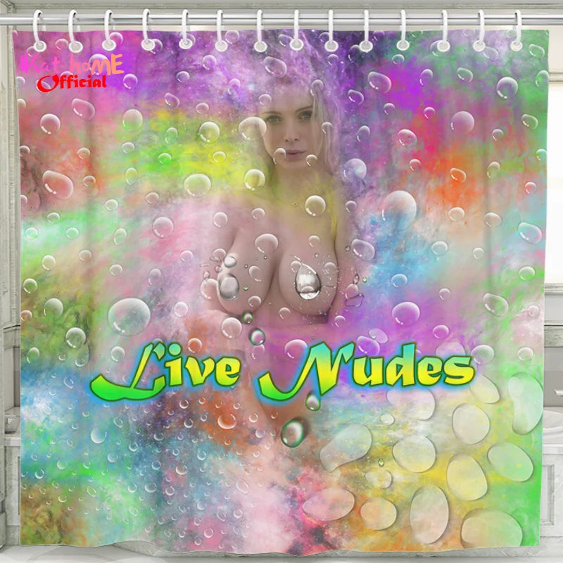 

Live Nudes Funny Shower Curtain Sexy Girl Watercolor Galaxy Water Drop Bathroom Curtains Waterproof Fabric Bath Screen Art Decor