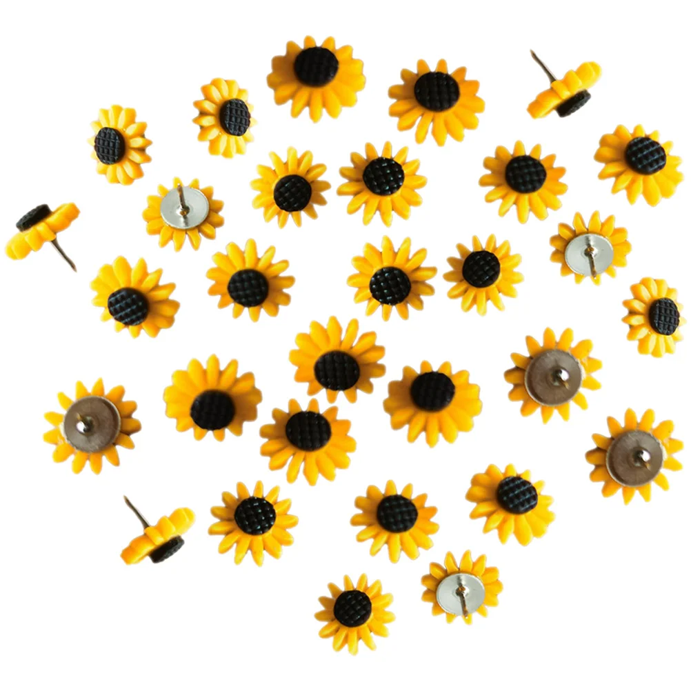 40 قطعة دبابيس ضغط زهرة صغيرة عباد الشمس Thumbtacks للوحة الإعلانات المسامير الزخرفية اللوازم المكتبية ملحقات لوحة الفلين #2