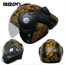 Retro BEON Motocross Motorcycle Helmet Backflip Motorcycle Accessories Helmets Anti-fog lens Film Capacete De Moto Casco Casque