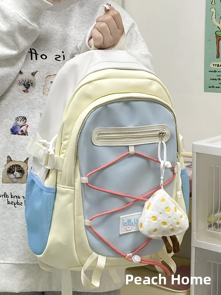 

High Capaci School Bapa for Girls Simple Traveling oulder Bag Large Size Nylon Material Sweet College Sle Zipper Cl...
