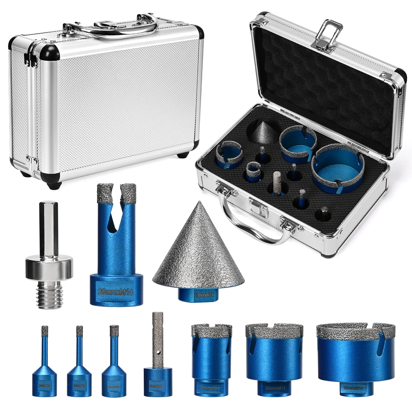 

10PCS High Precision Diamond Drill Bit Set Vacuum Brazing Diamond Core Drill for Wet/Dry Drilling Cutting Tiles Marble Stone