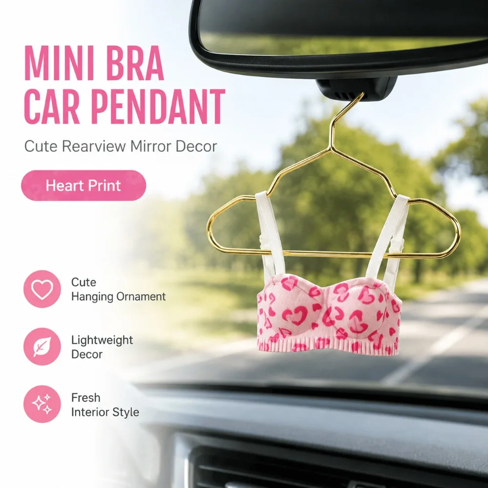 Mini Bra Car Pendant For Universal Car Cute Hanging Ornament Fresh Style Rearview Mirror Decor Auto Interior Accessory Gift Idea
