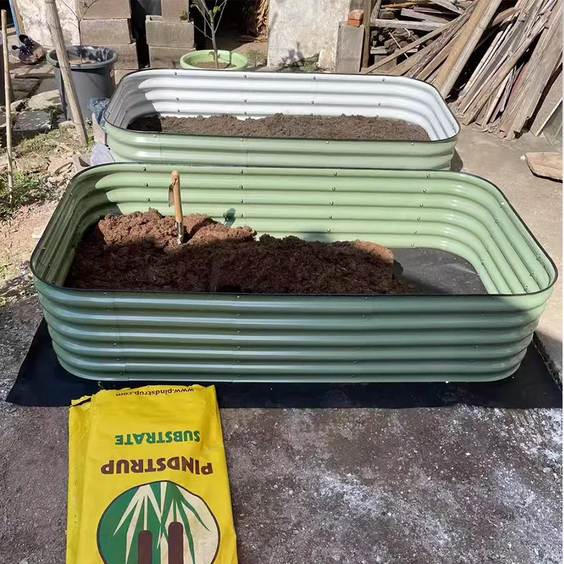 

Square galvanized environmentally friendly modern elevated garden planting box set desktop metal vegetable planting box
