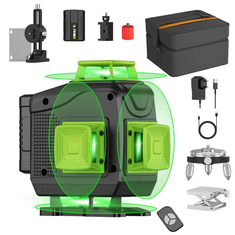 

LFINE Professional 4D 16 Lines Laser Level Kit 360 Cross Green Laser Self-Leveling Horizontal And Vertical Lasers levels Tools