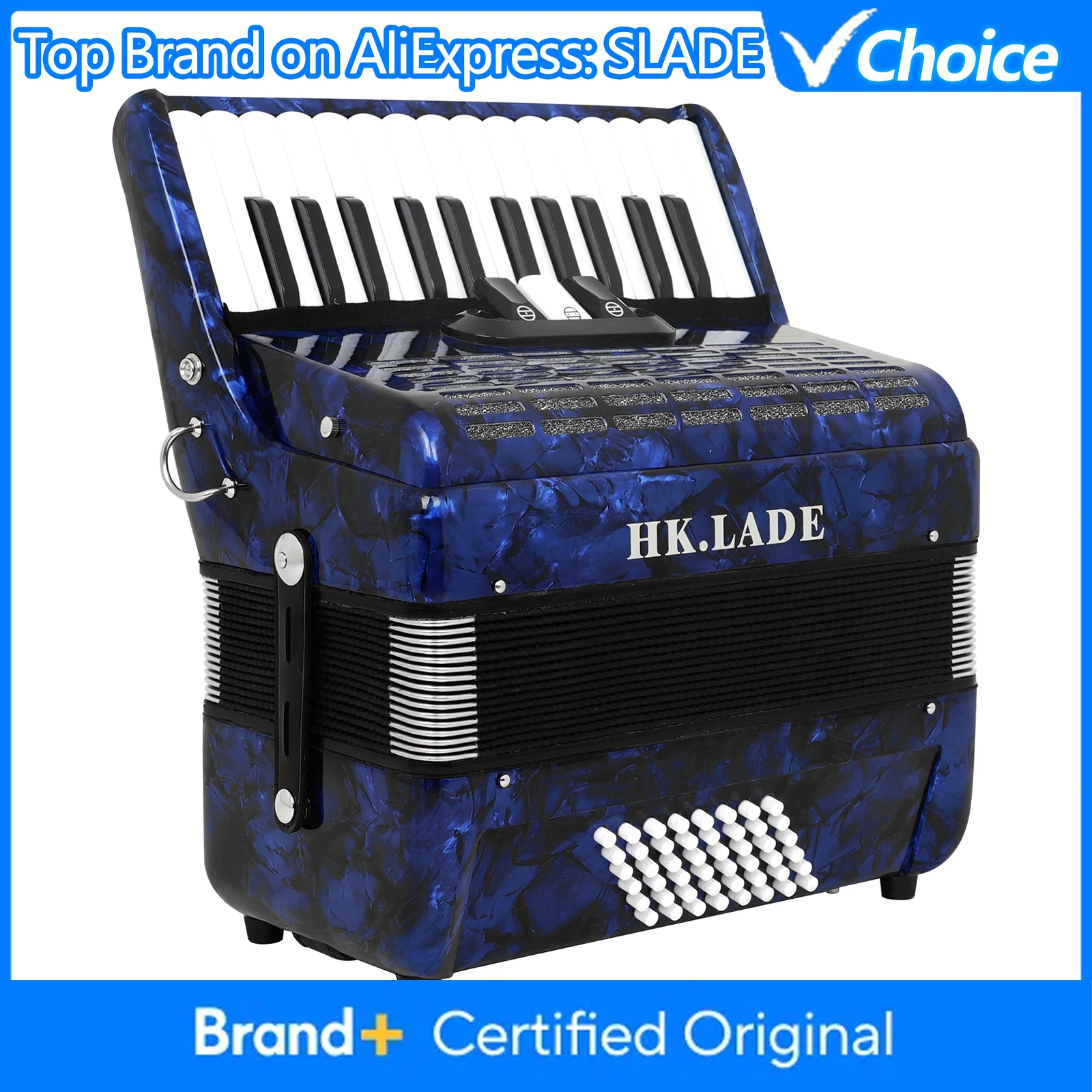 

HK·LADE AH-140 Accordion 26 Key 48 Bass 3 Keyboard Voice Changing Accordion Sheepskin Bellows Accordion with Storage