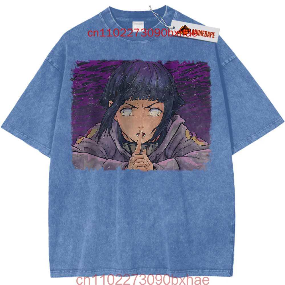 الرجال قصيرة الأكمام تي شيرت هيناتا هيوغا ناروتو أنيمي طباعة تي شيرت تقليدي القطن الأسود غسلها بلايز تيز موضة Harajuku الشارع الشهير #4