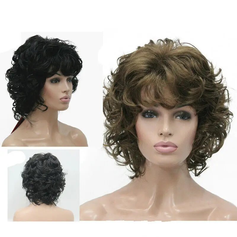 

New Wavy Curly Ladies Hair Short Brown Wig