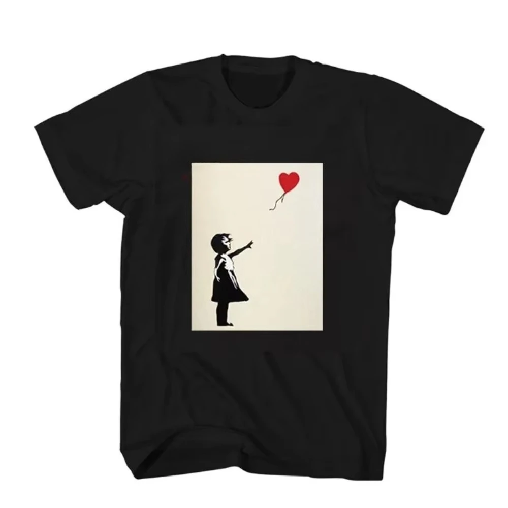 Fashion Banksy Girl Blowing Brains Out Red Butterflies Street Art Men Women T Shirt Top Cool Casual Pride Tee Streetwear Men Tee