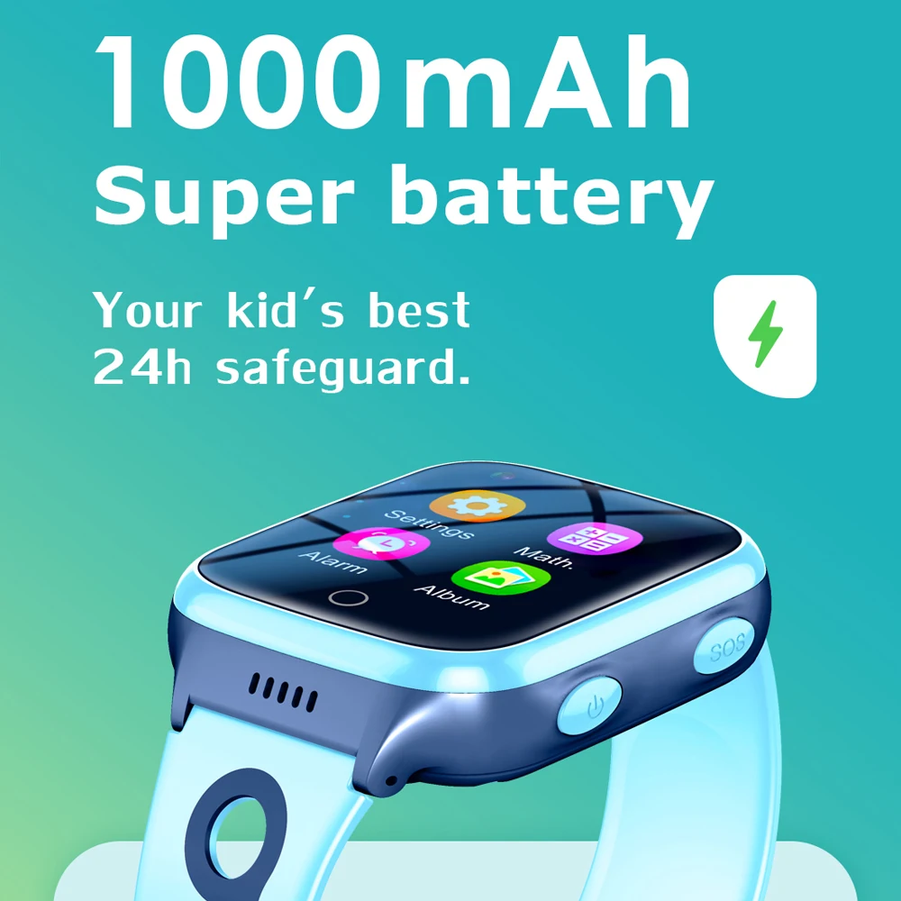 4G Kids Smart Phone Watch With 1000mAh Big Battery Video Call GPS SOS Location Call Back Monitor Smart Clock Children Gifts