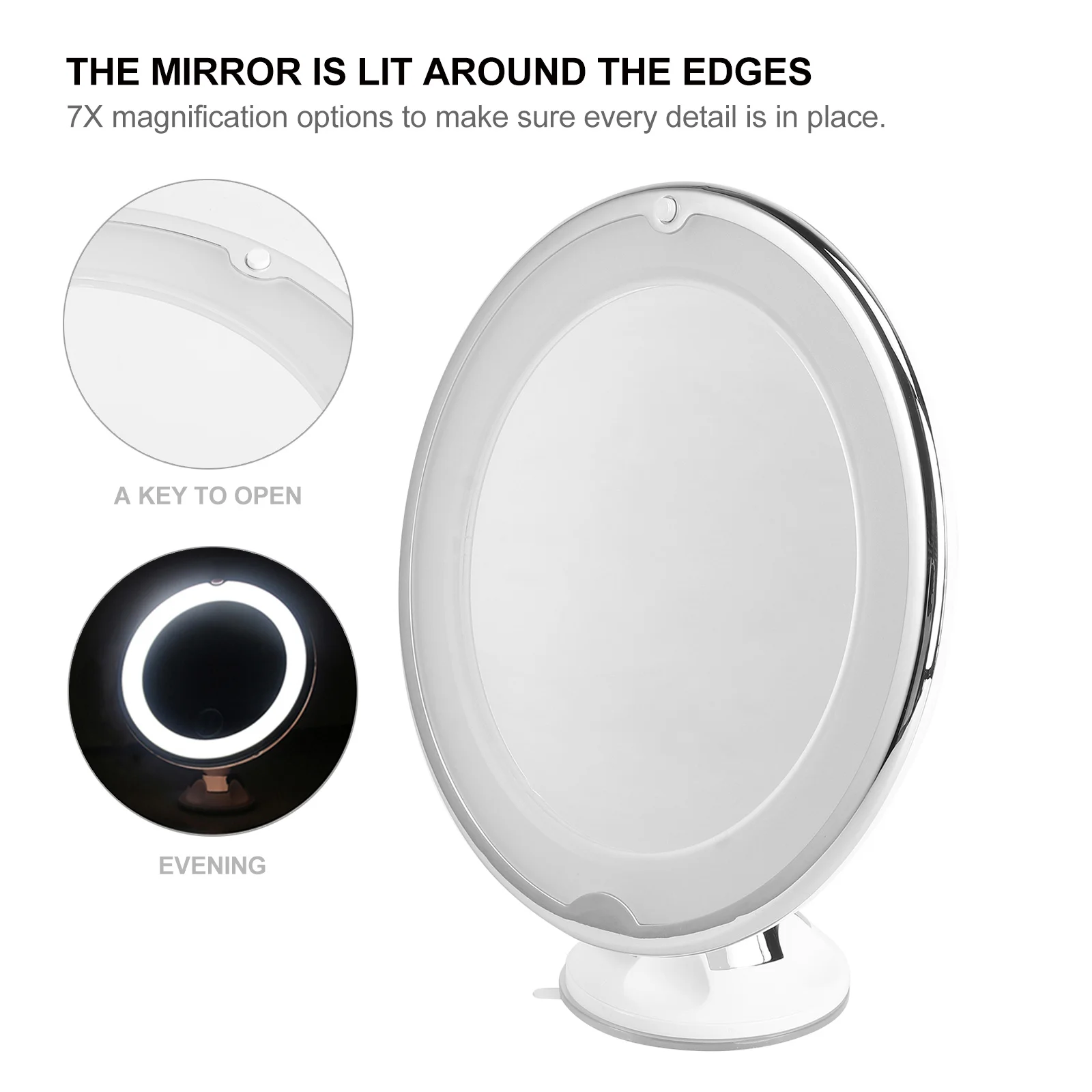 

7x Magnifying Makeup Mirror Round Suction Cup Bathroom Vanity Mirror Portable Portable for Men Women Makeup Touch Ups