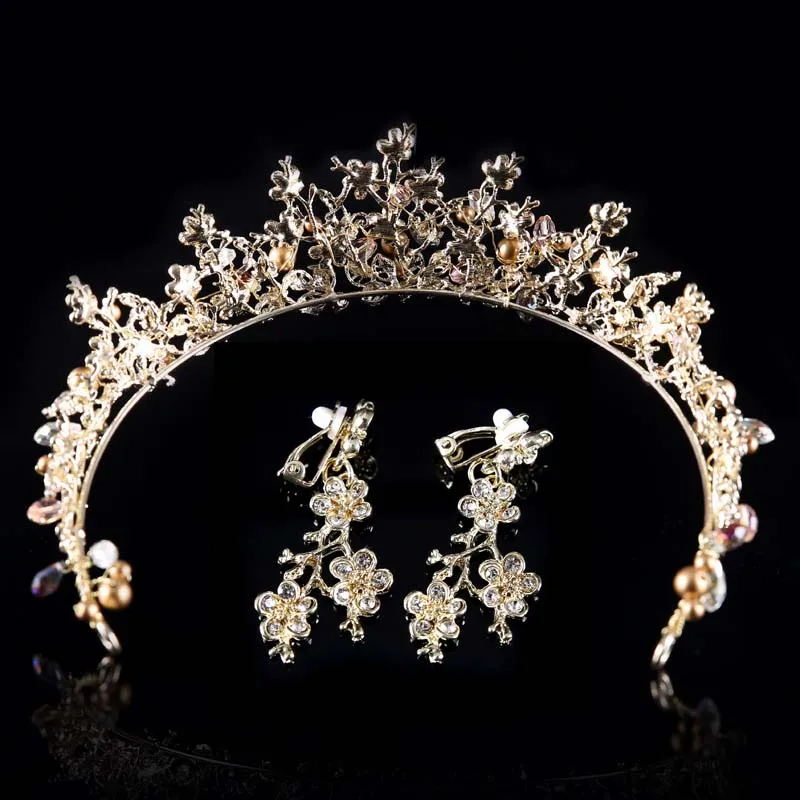 New Baroque styles Vintage Wedding Bridal Alloy Pearl Crown Tiara Queen Crown Party Headband Jewelry NA High Appearance Level