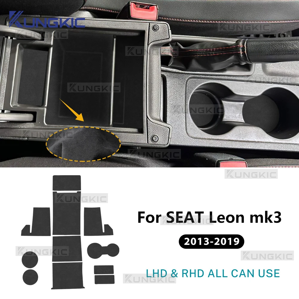 

For Seat Leon MK3 2013 2014 2015 2016 2017 2018 2019 Premium Suede Car Central Control Gear Panel Sticker Trim Accessories