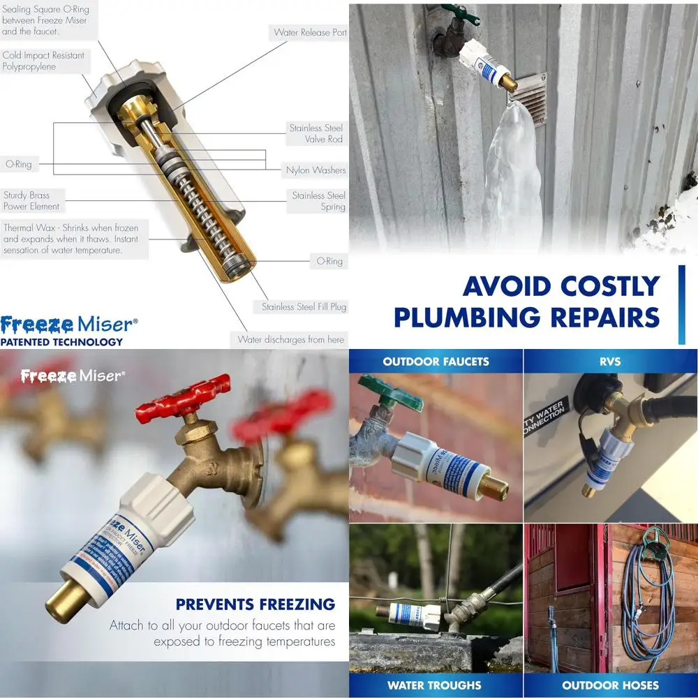 Protetor de torneira externa patenteado - ative abaixo de 37 ° F, capa durável, economiza água, pacote com 3