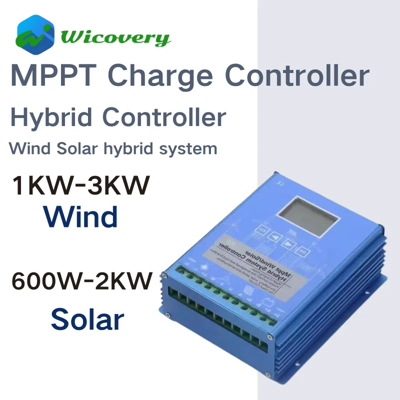 MPPT Wind Solar Hybrid Charge Controller Wind 2000W & Solar 1000W 12/24V/48V Automatic Hybrid Controller With Dump Load Resistor