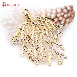 2PCS 18K Gold Color Brass Pine Tree Branch Pendants High Quality Diy Jewelry Making Necklace Earrings Accessories for Women