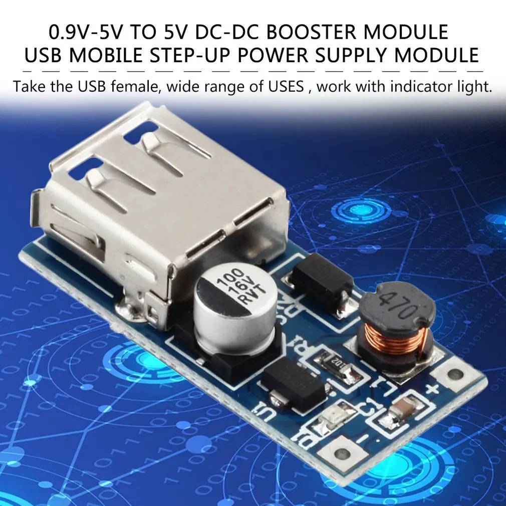 

Hot USB Output Charging Circuit Board 0.9V-5V Booster Module Step-up Power Supply Voltage Converter DC-DC Power Bank Charger