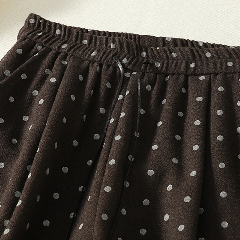Elegant Polka Dot Woolen Pants Loose Casual Versatile Nine-Piece Knife Pants Super Beautiful Wide Leg Pants for Ladies