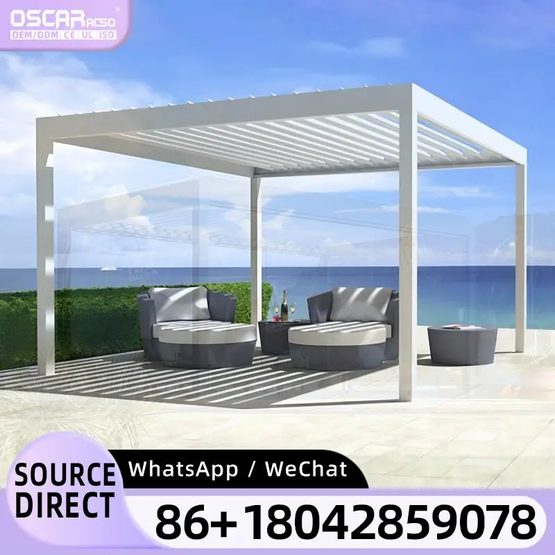 4x3 3x4 Motorized Electric Aluminum Outdoor Sides Roof Pergola for Backyard Garden Patio pergola view 3