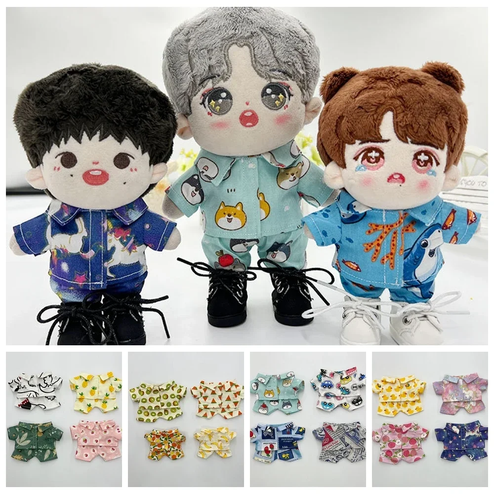 For 15/ 20cm Doll Clothes Kawaii Shirt Pajama Set Cotton Doll Clothing Fashion Dress Up Game Accessories Kids Toy Gifts