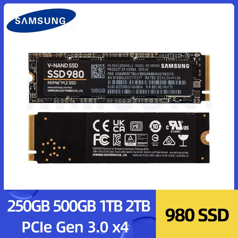 

Samsung 980 SSD 250GB 500GB 1TB 2TB Internal Solid State Drive M.2 2280 TLC PCIe 3.0 x4 NVMe for Laptop Desktop