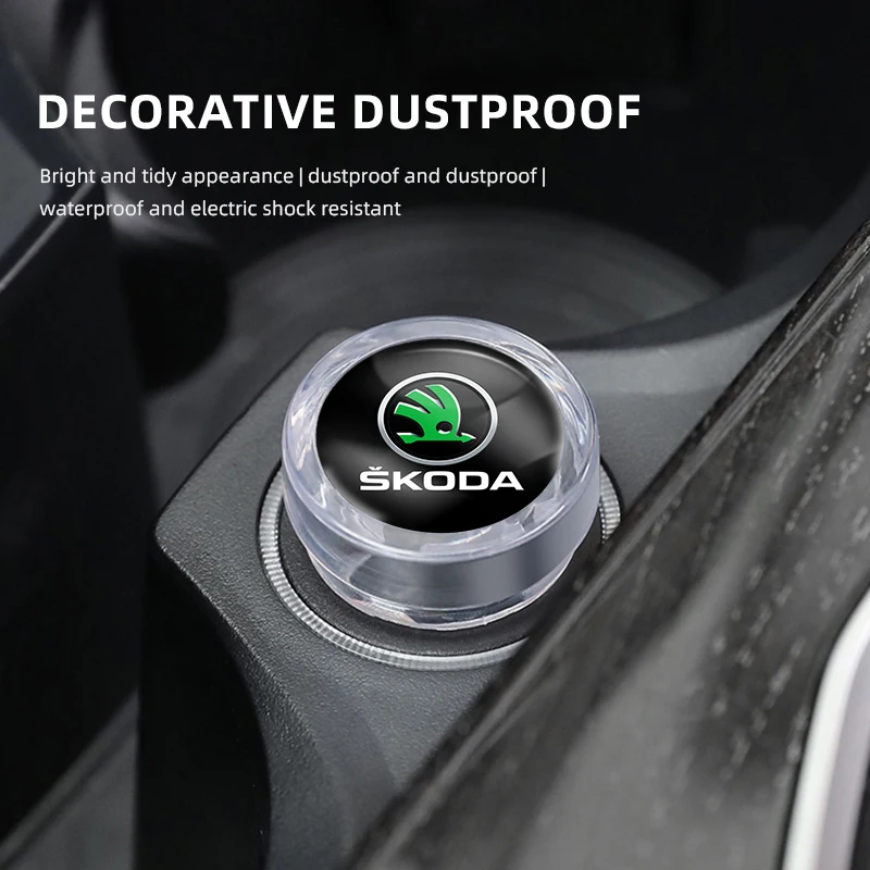 Car Cigarette Lighter Dust Plug Cover Protective Cover Decorative Car Interior Waterproof Cover For Skoda Fabia Superb Yeti Octa