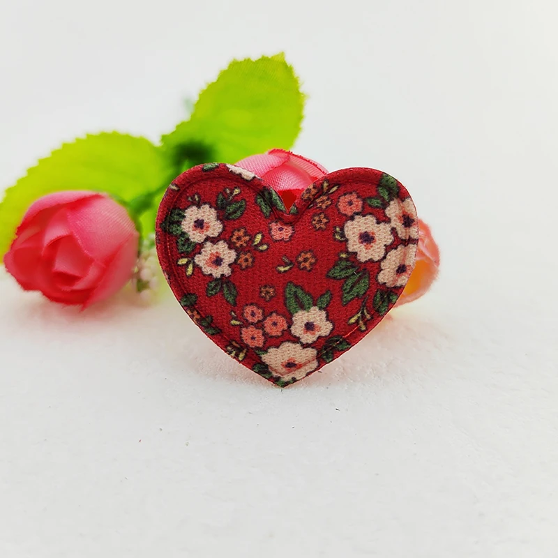 Gepolsterte Stoffherz-Applikationen für Kleidung, Hut-Nähzubehör, DIY-Kopfbedeckungen, Haarspangen, Schleifendekor-Patches, 3,5x3cm, 100 Stück – Detail 12