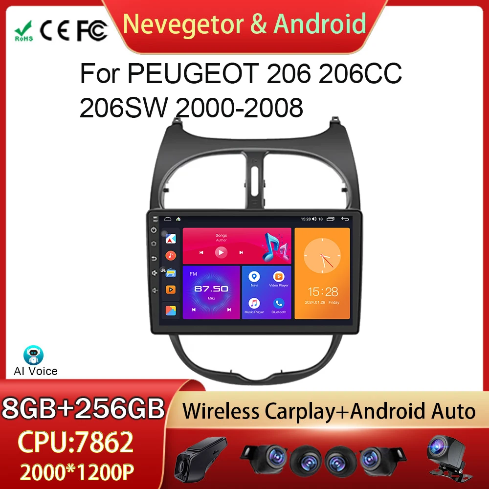 

DSP For PEUGEOT 206 206CC 206SW 2000-2008 Car Radio Head Unit Multimedia Video Player Android Auto GPS Navigation BT No 2din DVD