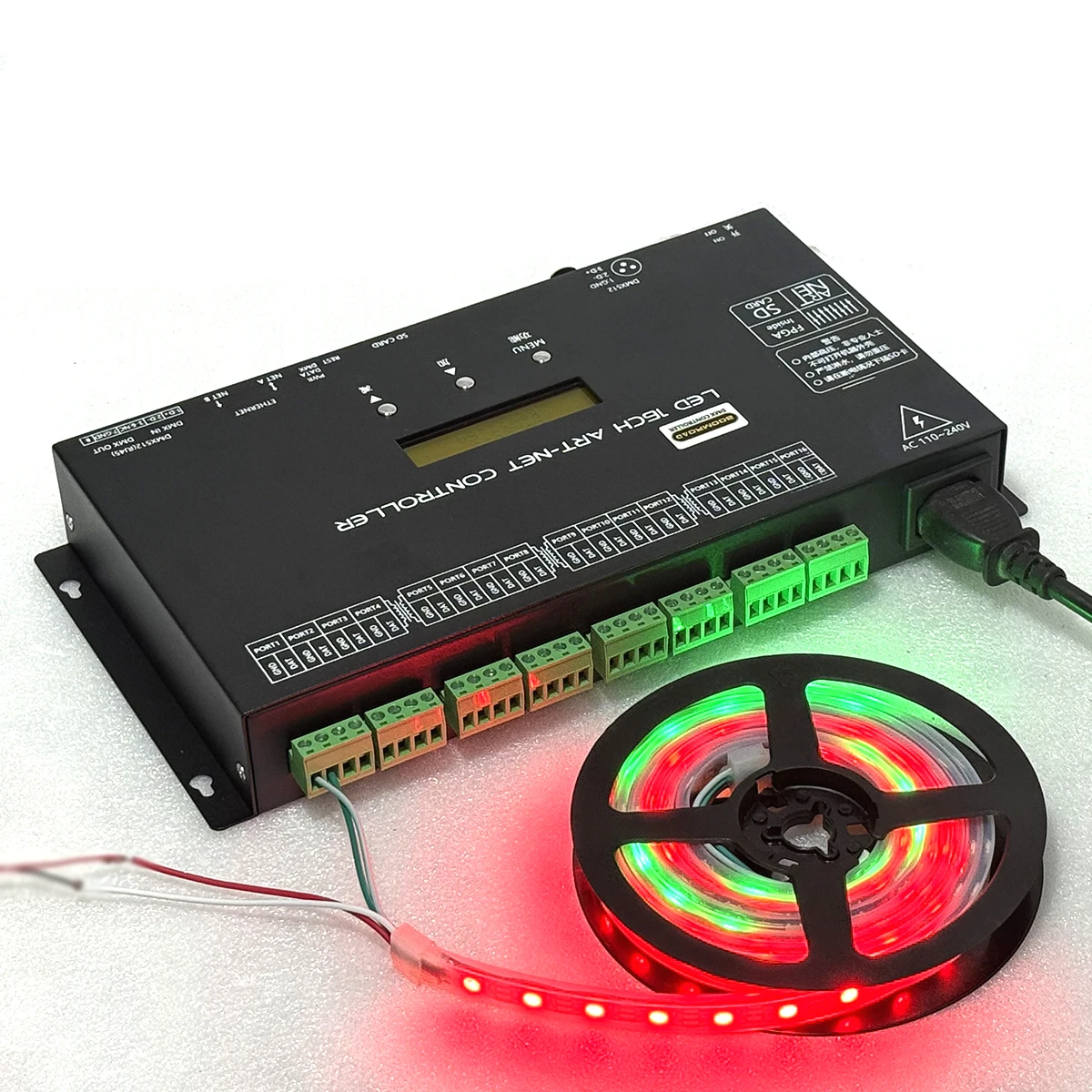 16320Pixels 16 Ports RGB LED Controller Programmable Strip Lights WS2812B WS2815 Stage Light Artnet Resolume LED Console