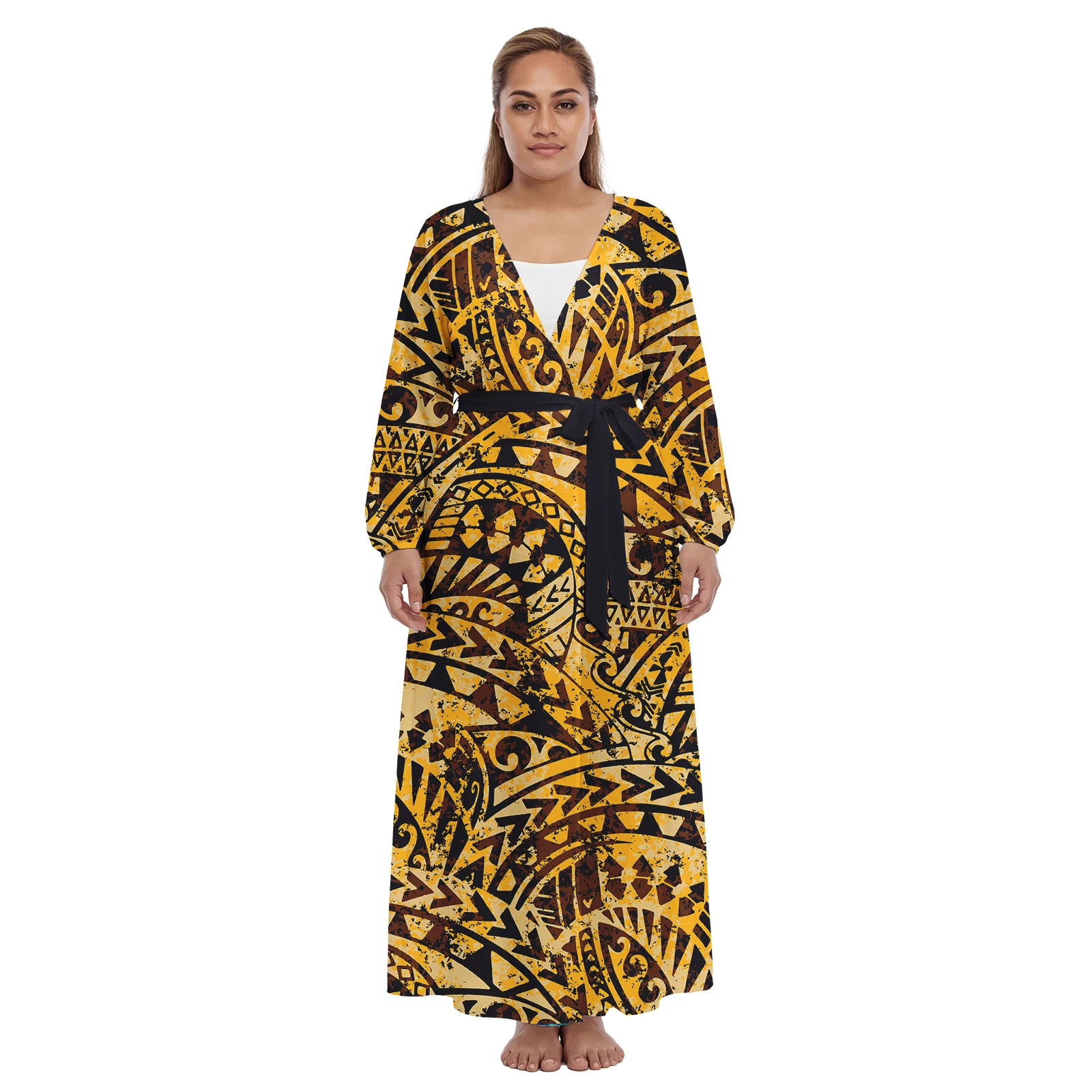 2026 Brand New Custom Clothes Polynesian Ladies Beach Cover Up Samoan Cardigan Lady Wear Hawaiian Plus Size Women Sashes Kaftan