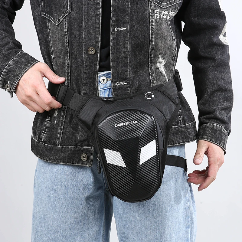 

Motorcycle Bag Hard Shell Drop Leg Bag Motorcycle Waterproof Waist Pack Man Riding Hiking Fishing Men's Double Pocket Bag