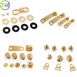 1-5-10Sets Satin Gold Rectangle Ring Eight-Character Spring Buckle For Handbag Purse Bags Puller Slider Stud Rivet Accessories