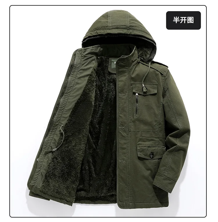 Outerwear Mens Winter Trend Parkas Middle Aged Pure Cotton Casual Brand Jacket Casual Loose Hooded Versatile Mens Clothing