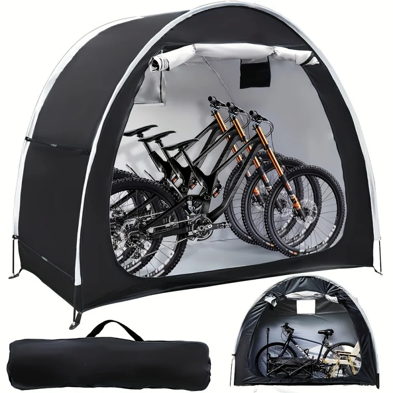 Custom.Bike Storage Shed Tent with Double 2-3 Bikes PU4000 Silver Coated Waterproof Anti-Dust 210D Oxford Fabric Porta