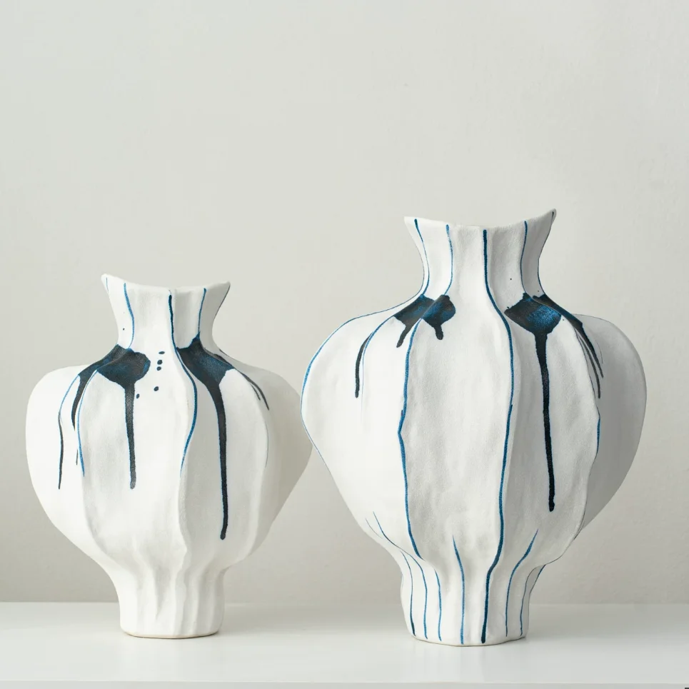 Abstract Handmade Ceramic Vase Decoration Home Room Table Furnishing Art Crafts Study Office Desk Flower Arrangement Accessories